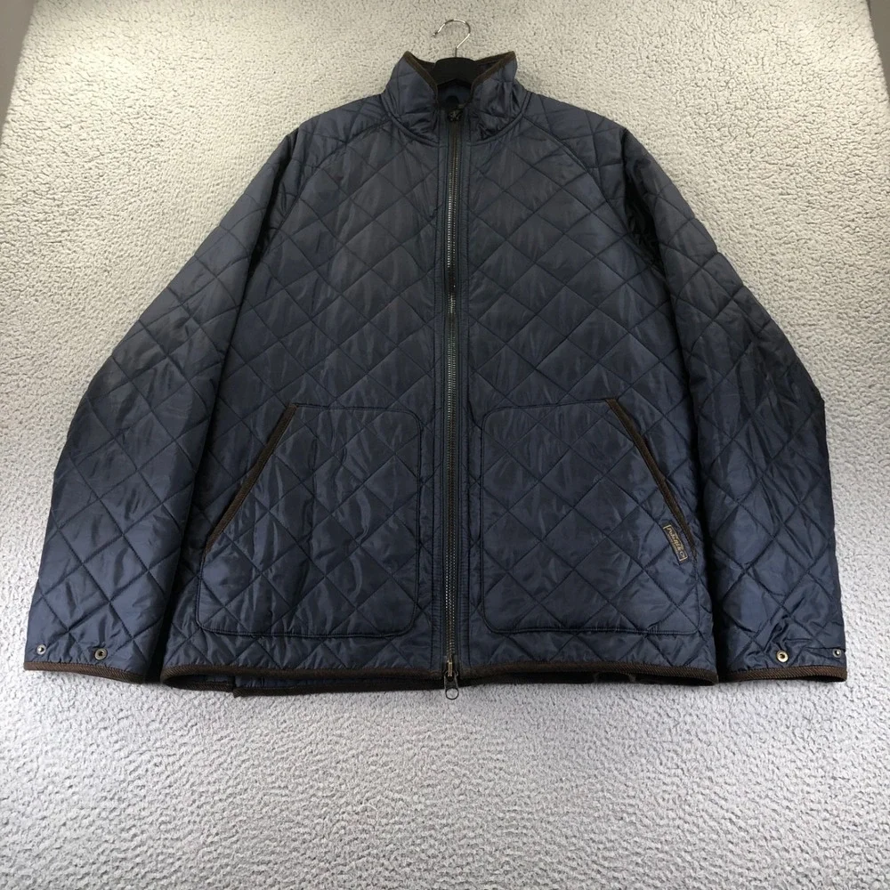 Polo Ralph Lauren Jacket Mens XL Tall Blue Diamond Quilted Corduroy Trim